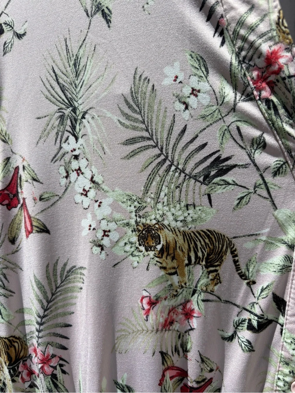 Robert Louis Light Pink Tropical Floral & Tiger Print Midi Dress